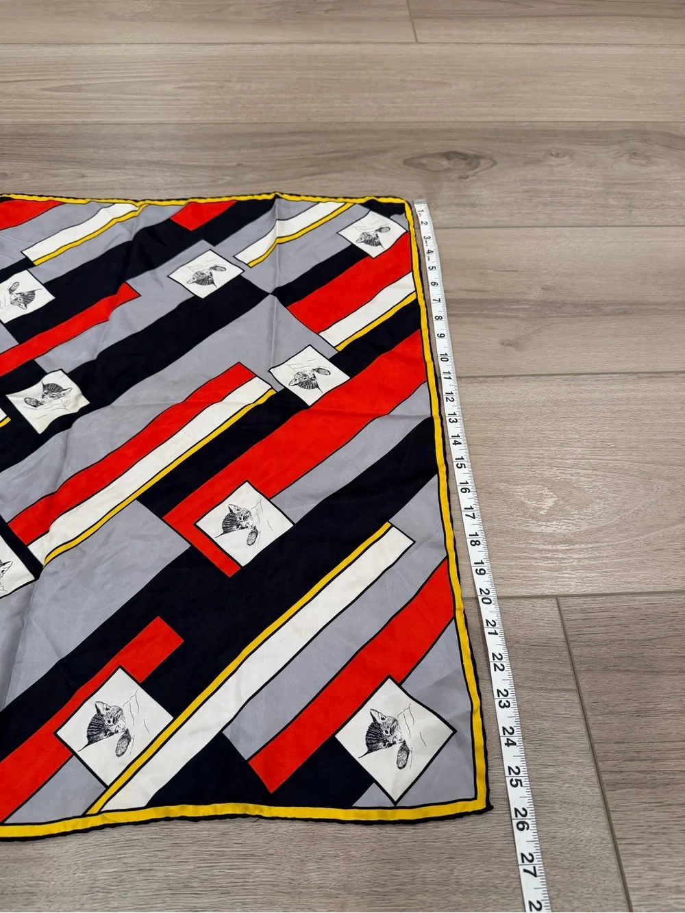 Vintage Chessie System Silk Scarf Walter Handley Made in Italy Railroad Cat
